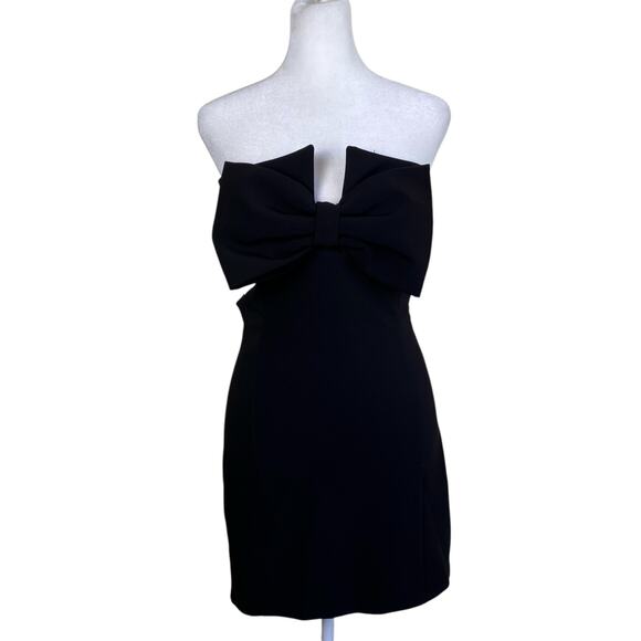 Zara Sz M Bow Detail Cut-Out Strapless Mini Dress in Black Sexy Revenge Dress - Picture 4 of 16